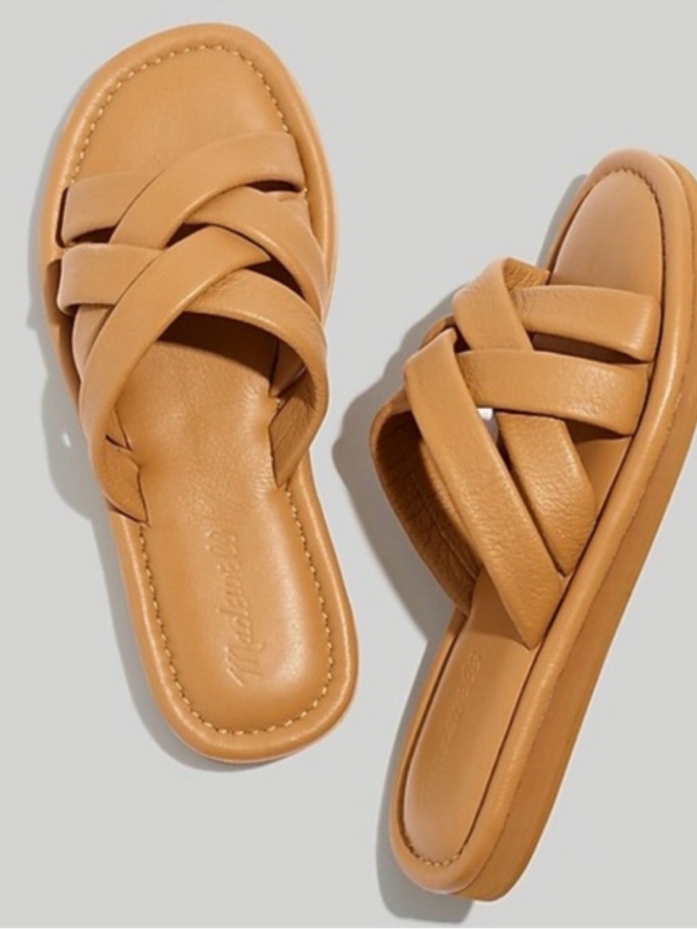 Madewell Tan Woven Slide Sandals